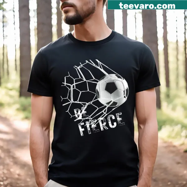 Bold soccer ball graphic t-shirt with net illustration