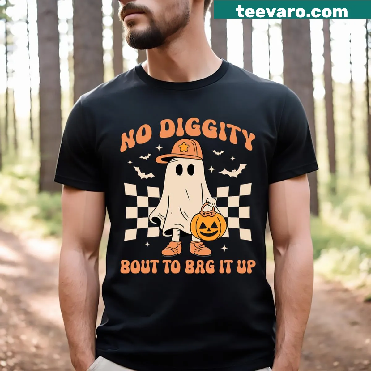 Funny Halloween shirt for kids featuring a ghost design — on a men's t-shirt