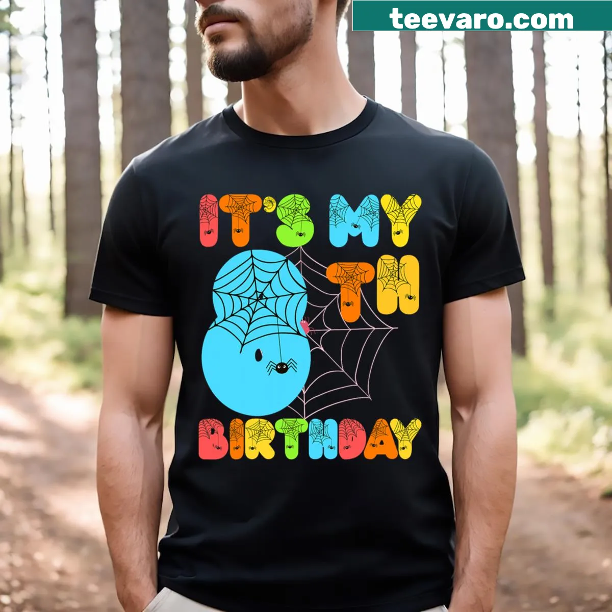Kids t-shirt celebrating 8th birthday on Halloween — on a men's t-shirt