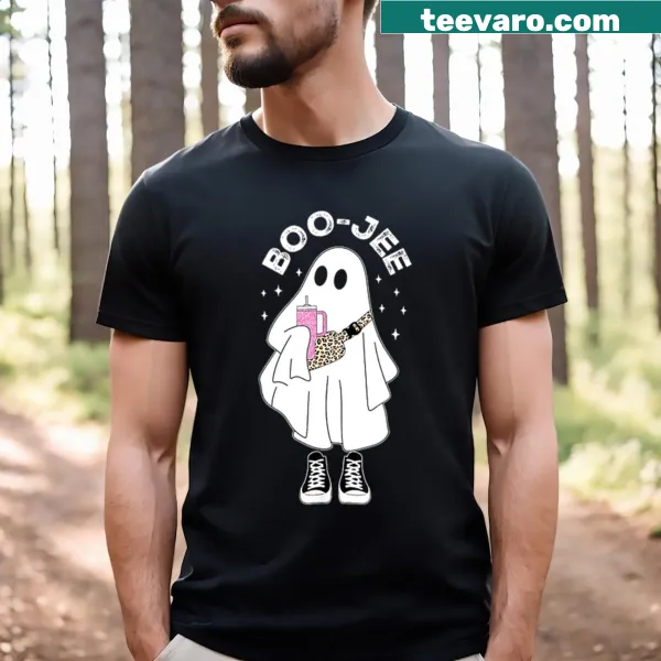 Cute Halloween T-shirt with cartoon ghost and 'Boujee Boo Jee' text