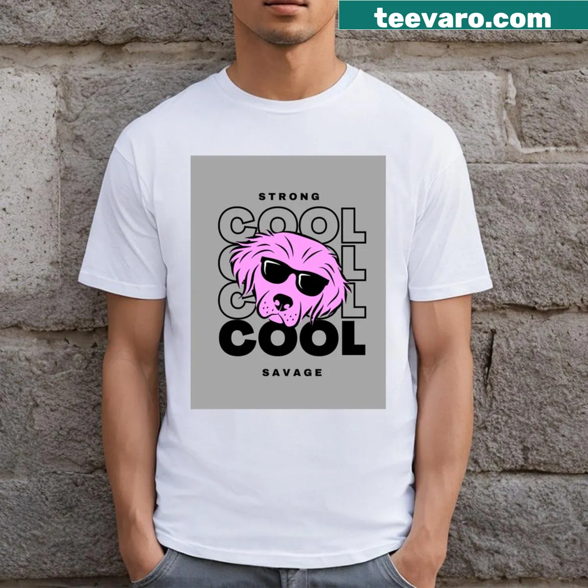 Bold t-shirt with the phrase 'Strong Savage' — on a men's t-shirt