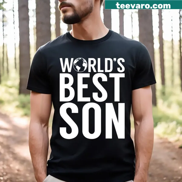 T-shirt displaying 'World's Best Son' text design