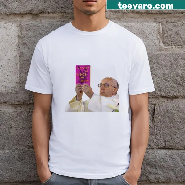Cartoon-style meme graphic inspired by 'A Court Of Wings And Ruins' on a t-shirt