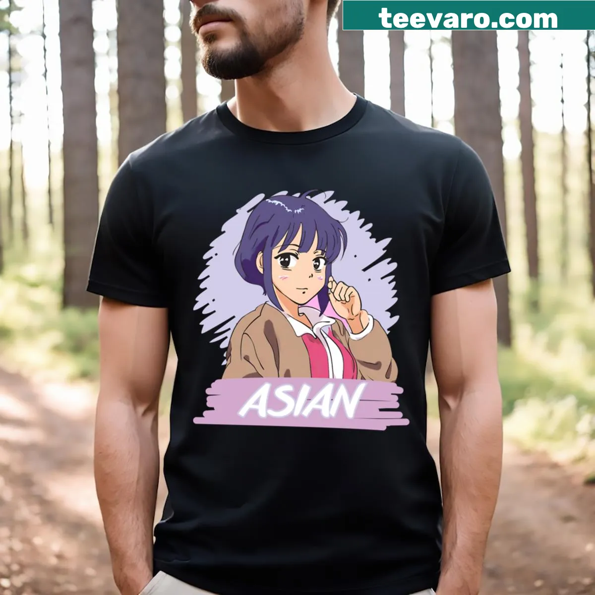 Cute anime girl graphic on a t-shirt — on a men's t-shirt