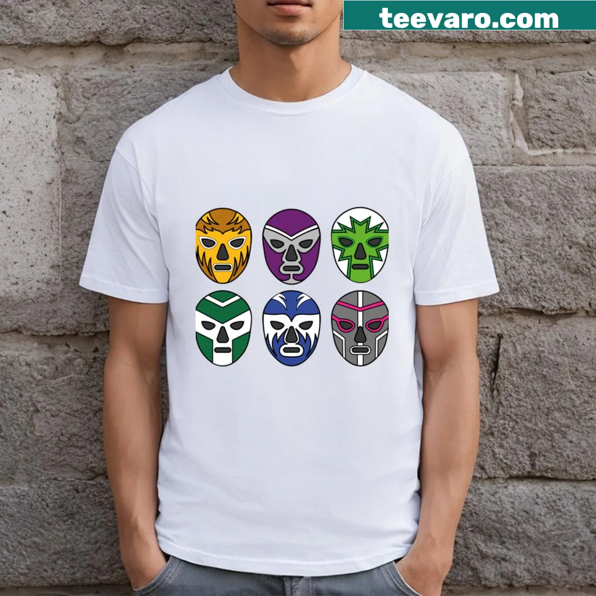 T-shirt with bold text design reading 'Fighting Masks' — on a men's t-shirt
