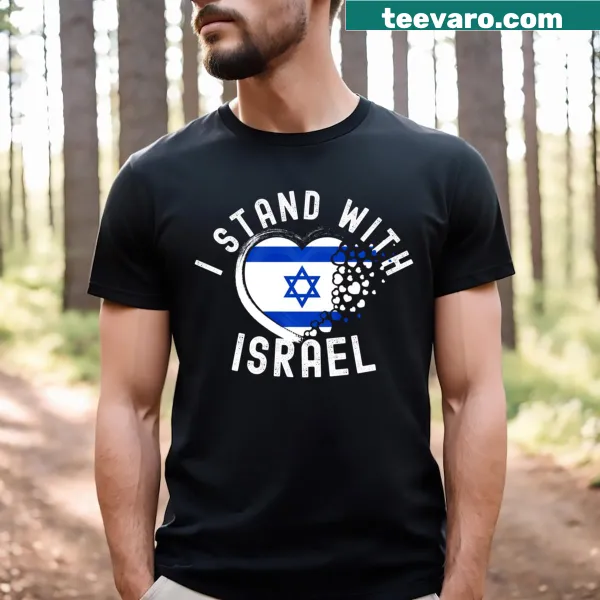 T-shirt with heart symbol and Israeli flag supporting Israel