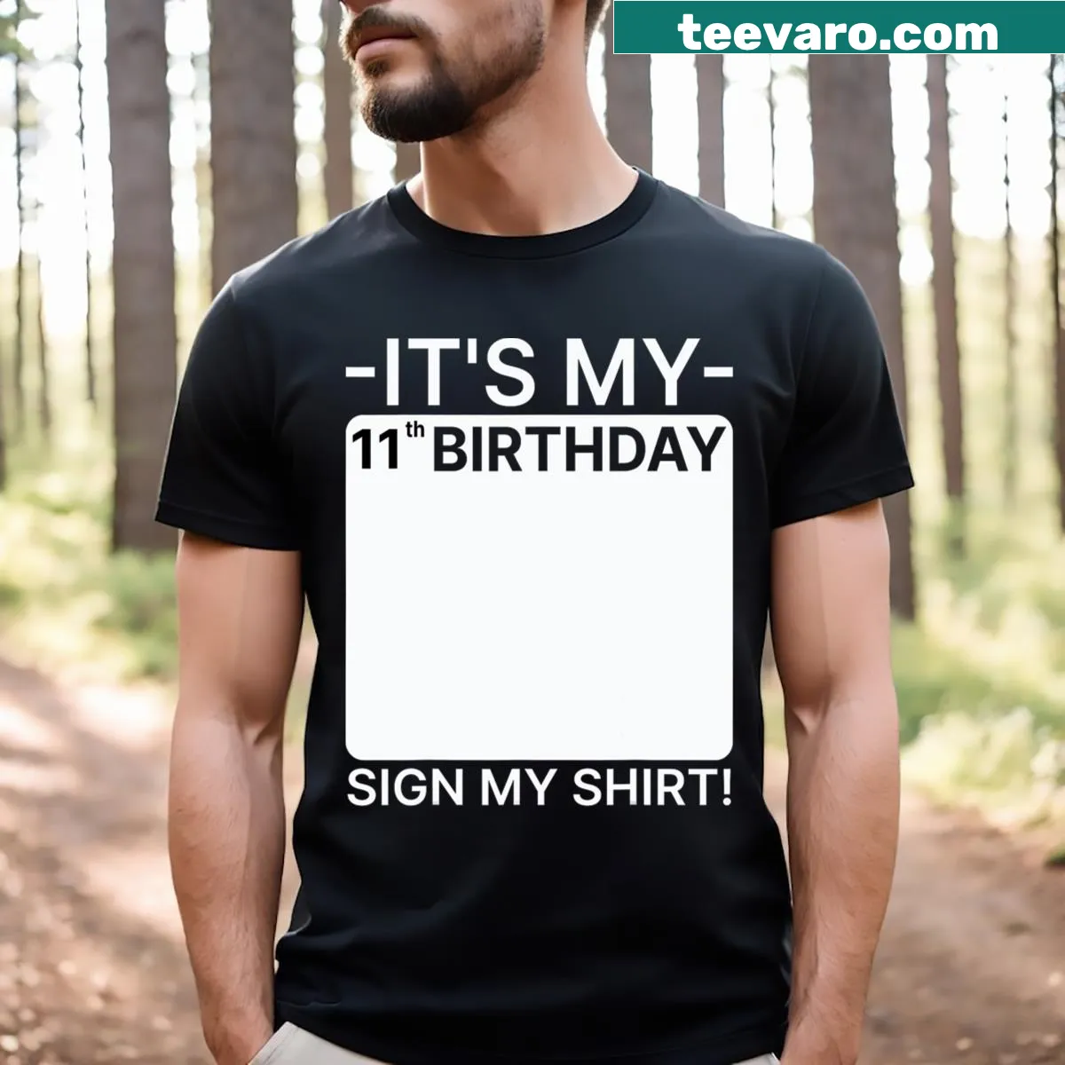 Birthday T-shirt with 'It's My 11th Birthday' text — on a men's t-shirt