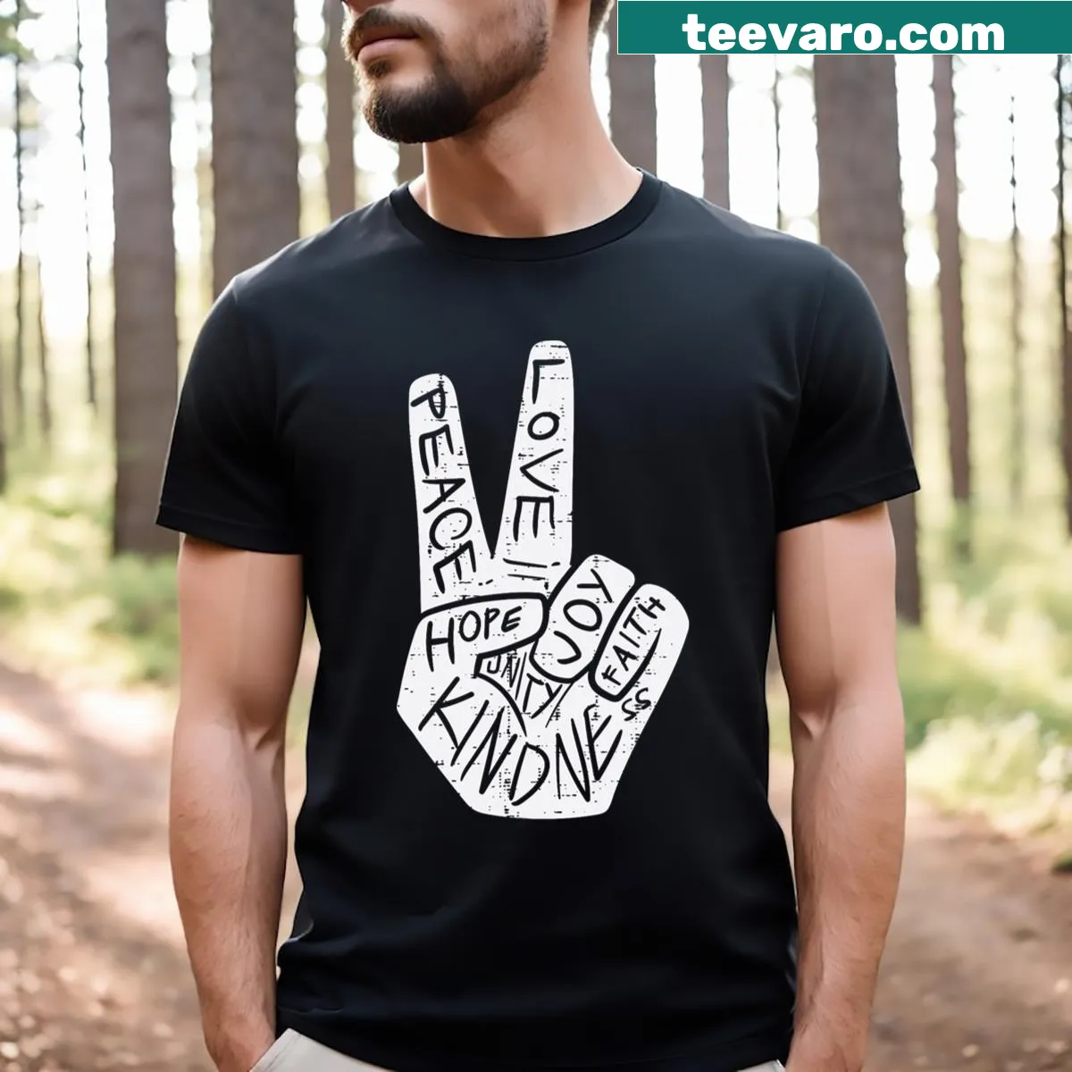 Children's t-shirt featuring 'Peace Hope' for Unity Day and anti-bullying messages. — on a men's t-shirt