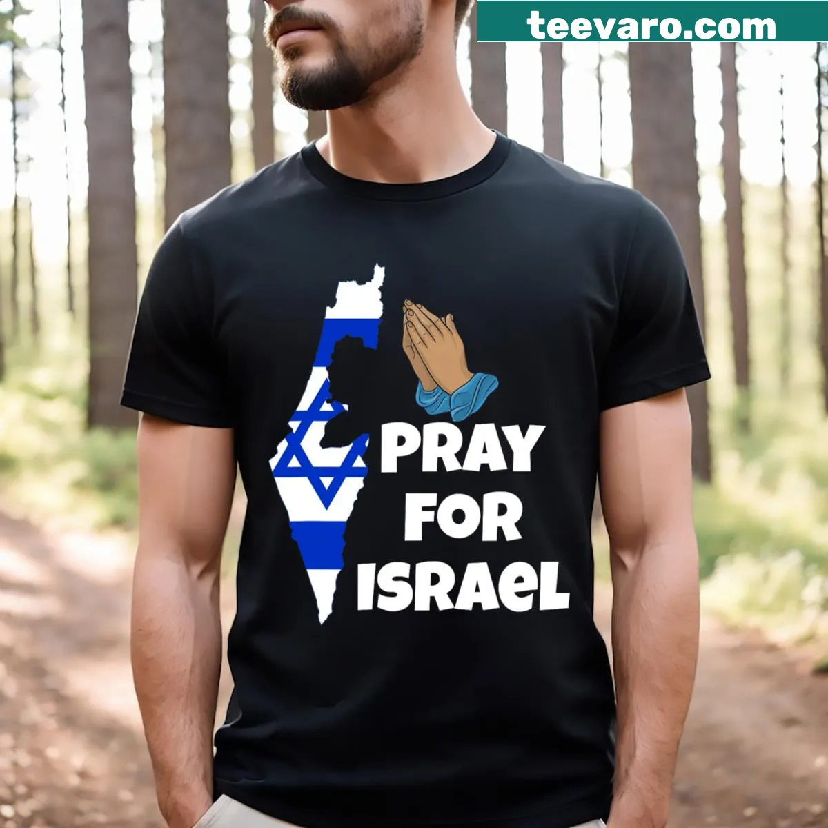 T-shirt with the phrase 'Pray For Israel' in a simple design — on a men's t-shirt