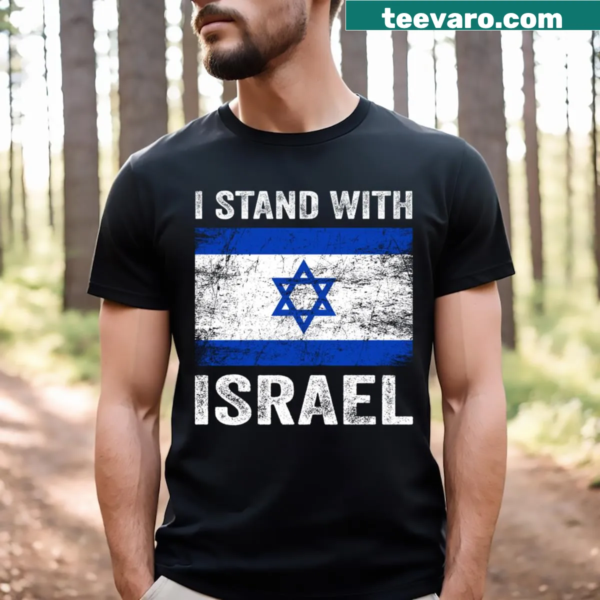 T-shirt displaying Israeli flag and 'Support Israel' text — on a men's t-shirt