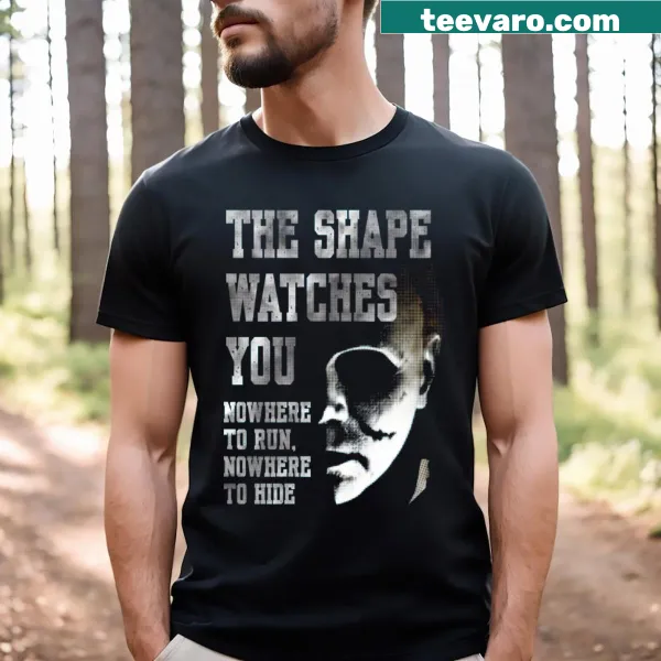 Graphic shirt featuring an unsettling shape with watching eyes