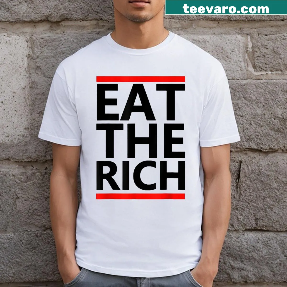 Statement T-shirt about wealth inequality — on a men's t-shirt