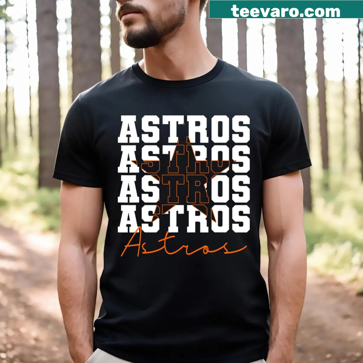 Vintage t-shirt featuring the Astros sports name — on a men's t-shirt