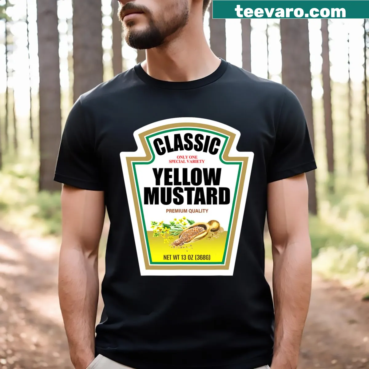 Couples Halloween t-shirts with Ketchup and Mustard labels. — on a men's t-shirt