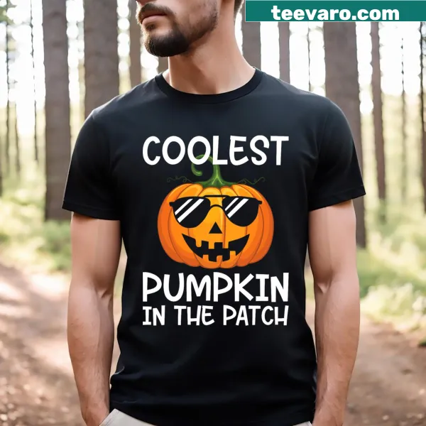 Playful t-shirt for kids saying 'Coolest Pumpkin In The Patch.'