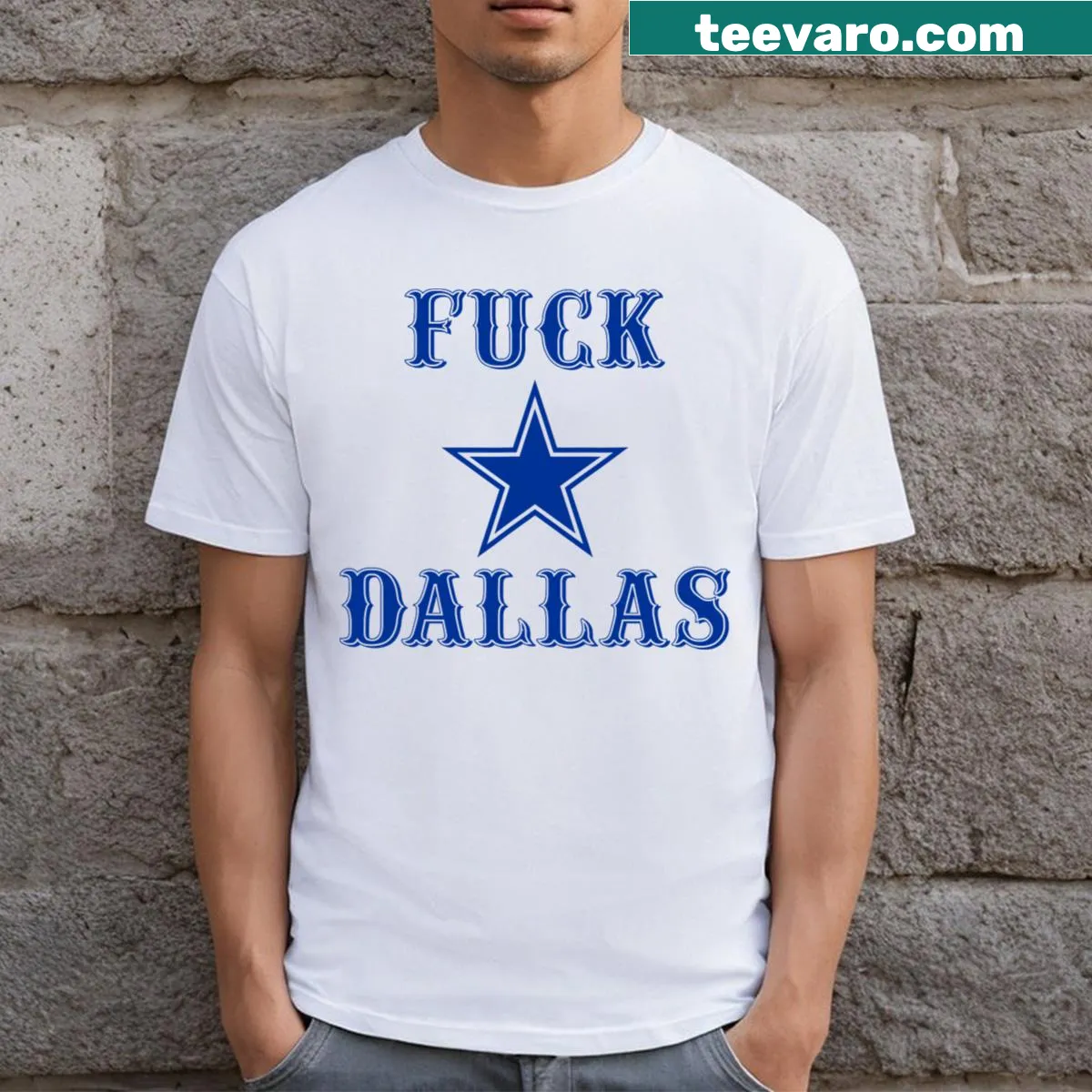 Edgy t-shirt with bold typography and Western design — on a men's t-shirt
