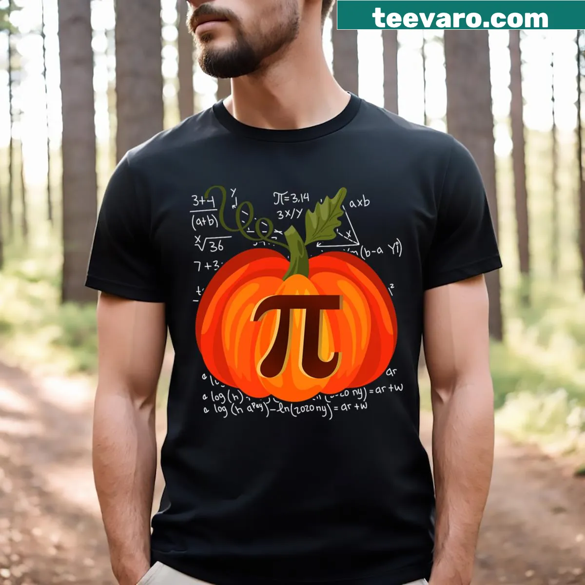 Funny t-shirt merging math and pumpkin pie themes — on a men's t-shirt