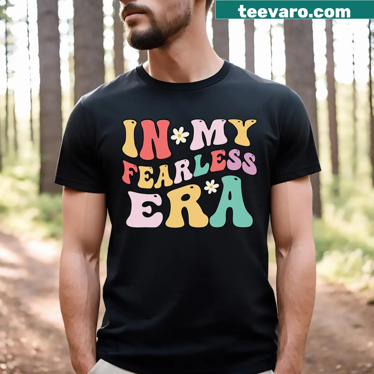 Vintage distressed t-shirt with retro design and groovy text — on a men's t-shirt