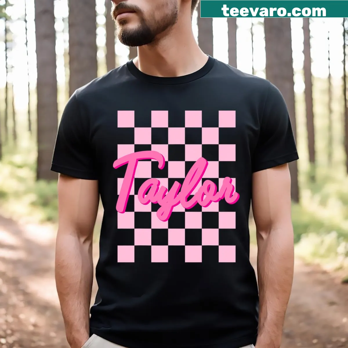 Birthday t-shirt for Taylor featuring playful illustrations for kids. — on a men's t-shirt