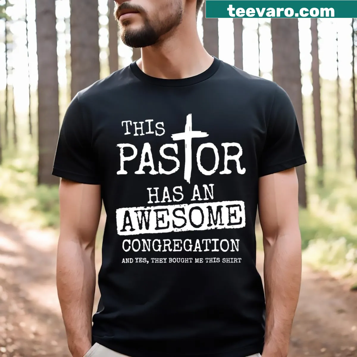 T-shirt with text 'This Pastor Has An Awesome Congregation' for men — on a men's t-shirt
