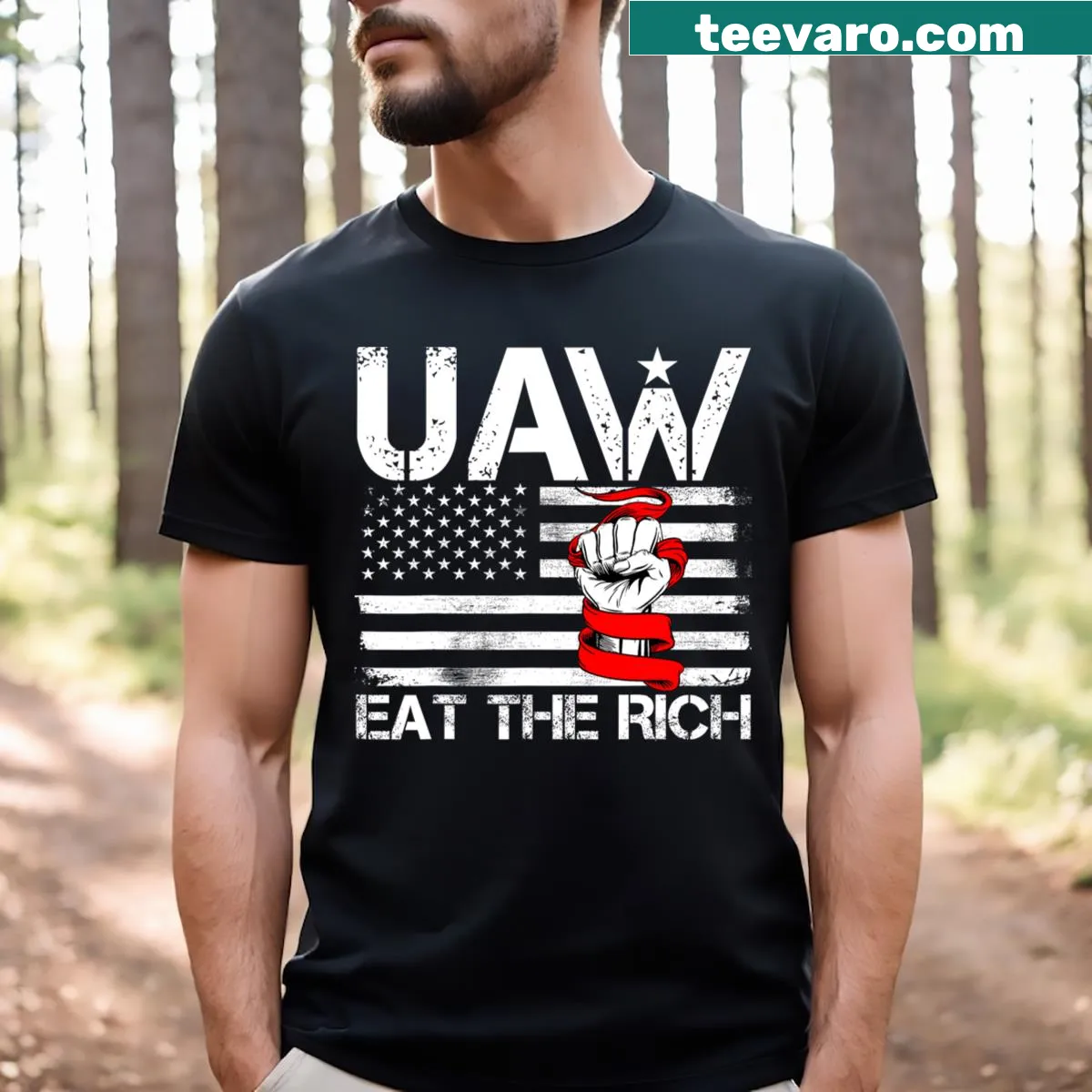 Bold t-shirt with the phrase 'Eat The Rich' in striking typography — on a men's t-shirt
