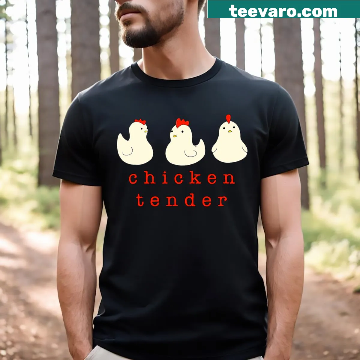 T-shirt with 'Chicken Tender Chicken Lady' design celebrating farm life — on a men's t-shirt