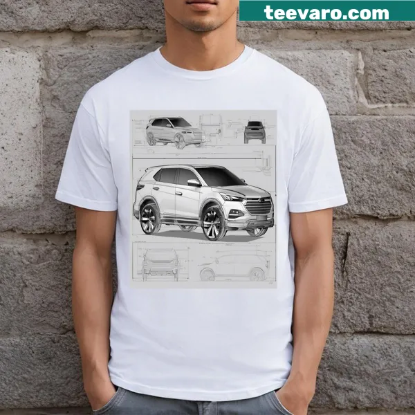 Illustration of a crossover SUV on a T-shirt