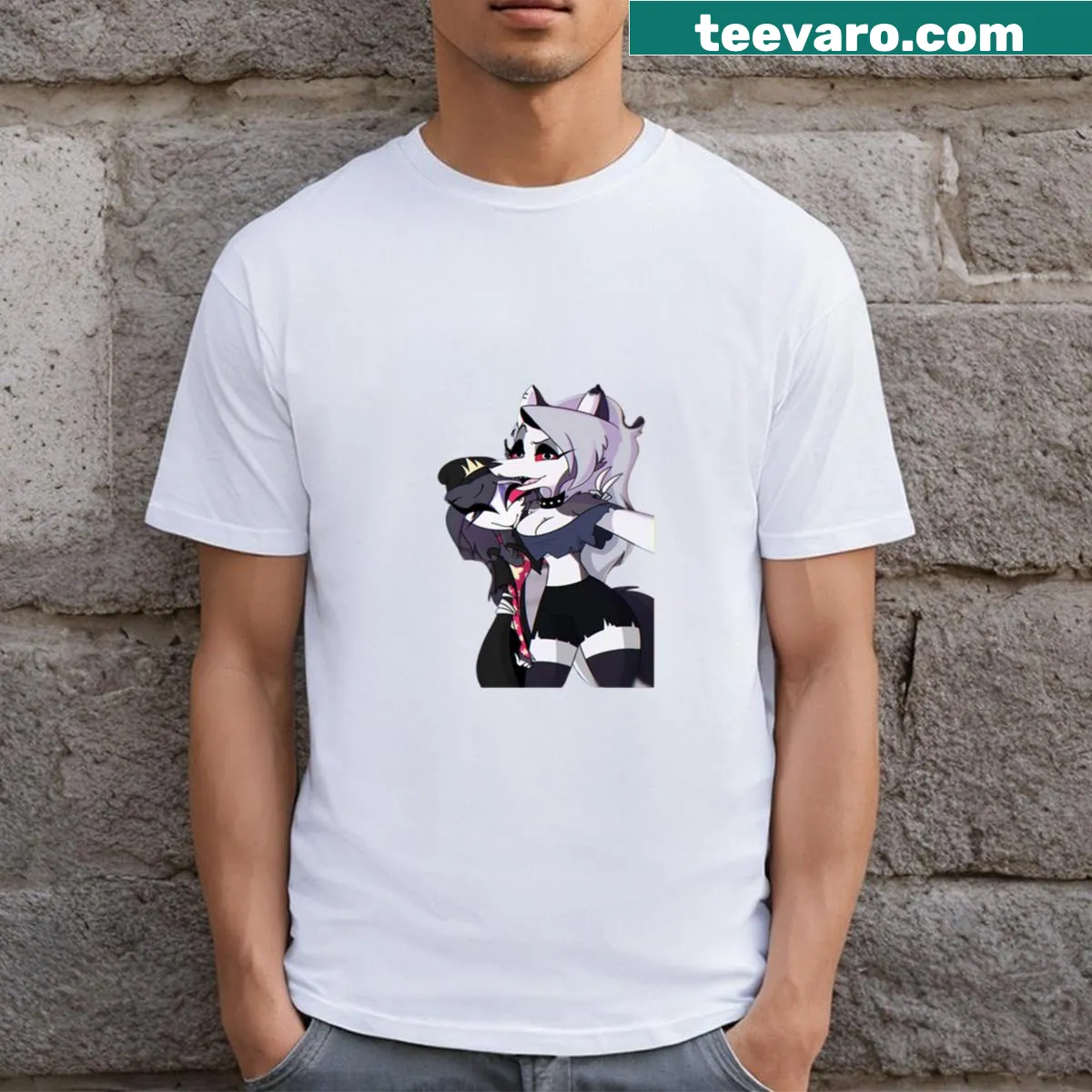 Loona t-shirt featuring playful character illustration — on a men's t-shirt