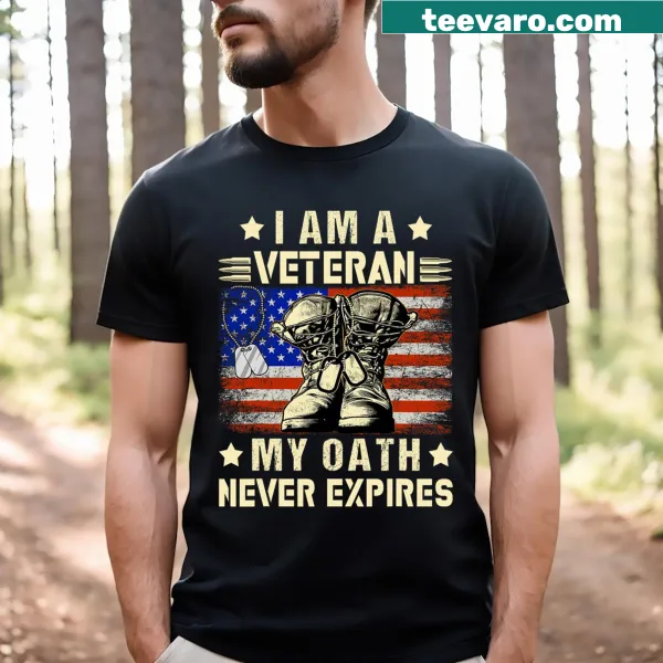 Veteran Day t-shirt with USA flag and oath message