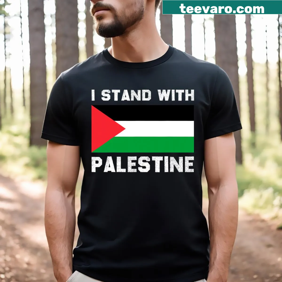 T-shirt with text I Stand With Palestine — on a men's t-shirt