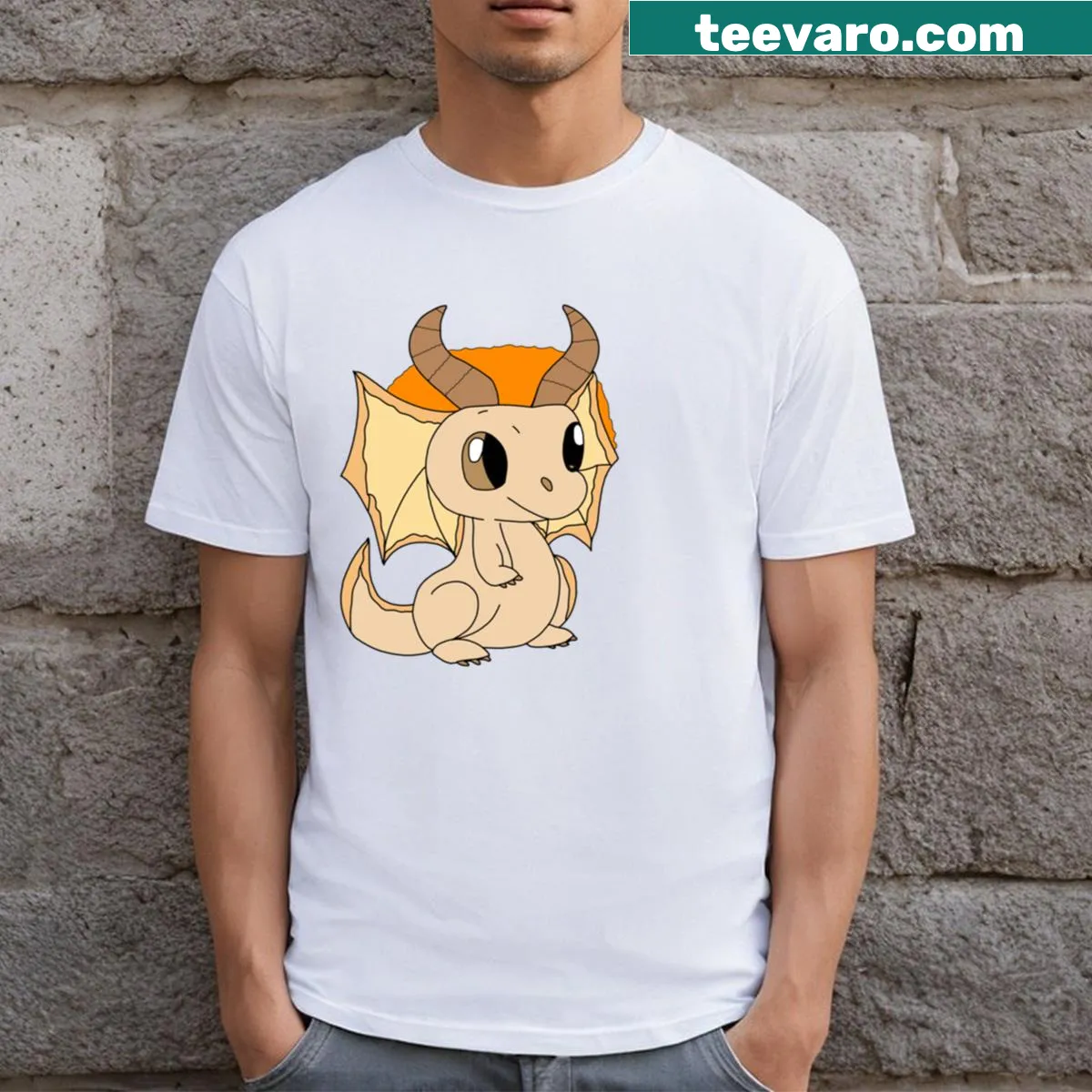 Lion and dragon graphic illustration on fantasy T-shirt — on a men's t-shirt
