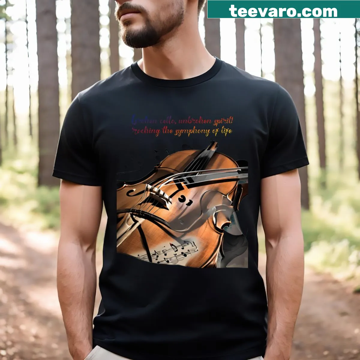 Inspirational t-shirt with 'Melody Of Resilience' text — on a men's t-shirt