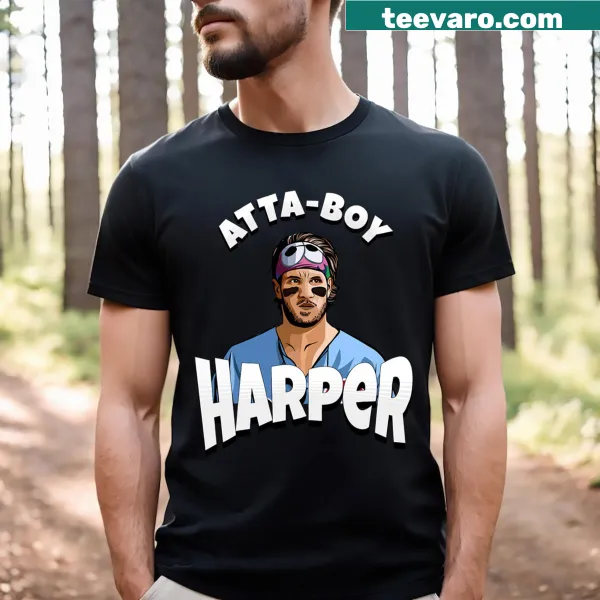 T-shirt with 'Philly Attaboy Harper' text for sports fans