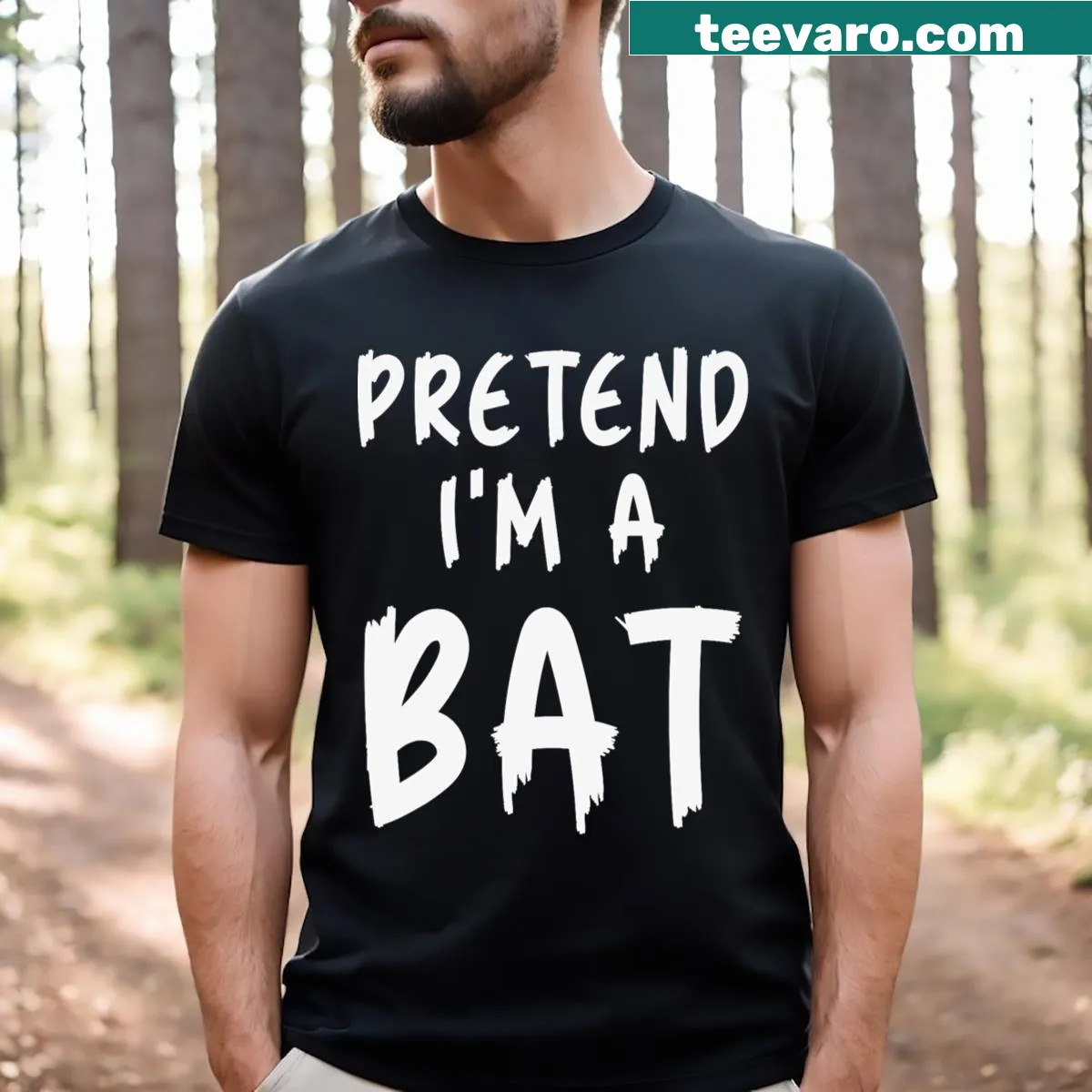 Funny Halloween bat costume shirt saying Pretend I'm A Bat — on a men's t-shirt