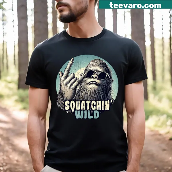 Illustration of Bigfoot rocking out on a playful graphic tee