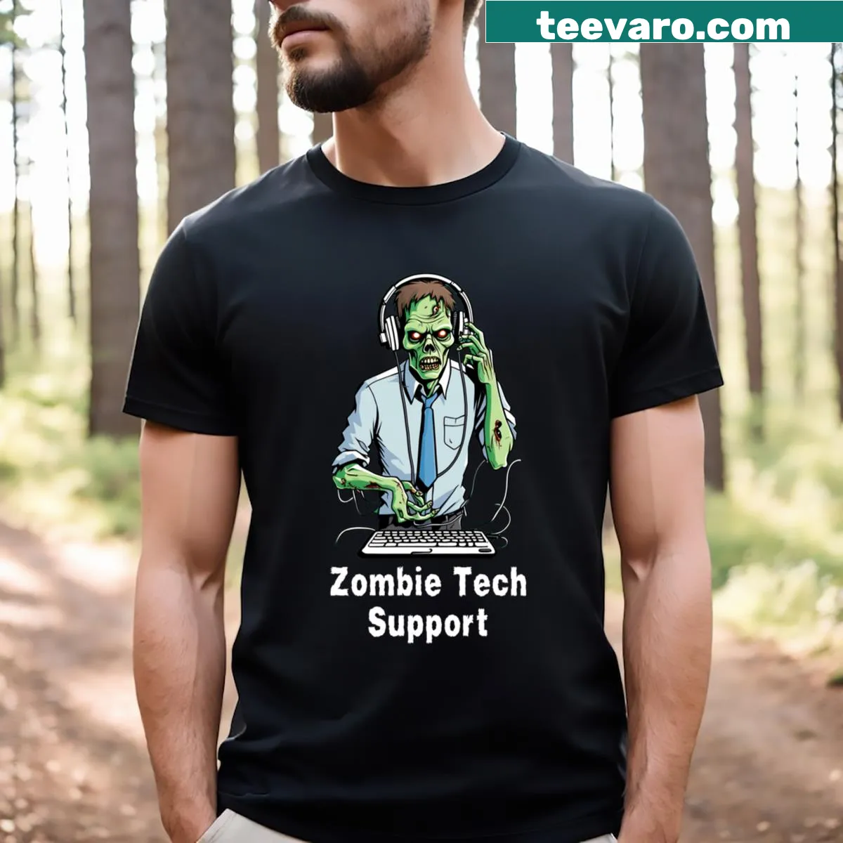 T-shirt featuring the phrase 'Undying Tech Assistance' for tech enthusiasts — on a men's t-shirt
