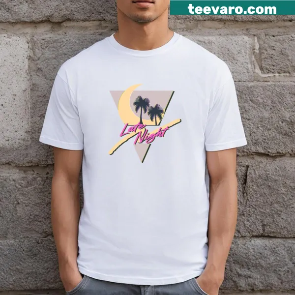 Playful typography T-shirt with the phrase 'Late Night'