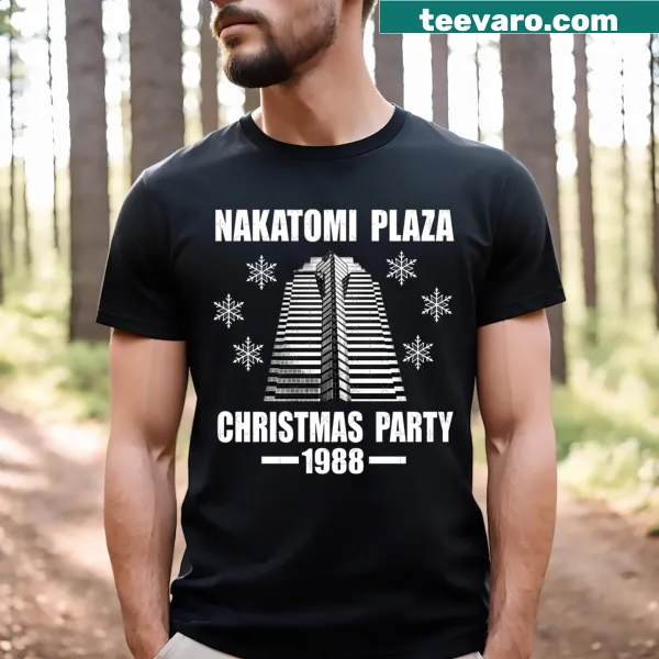 Christmas themed T-shirt featuring Nakatomi Plaza design from 1988.
