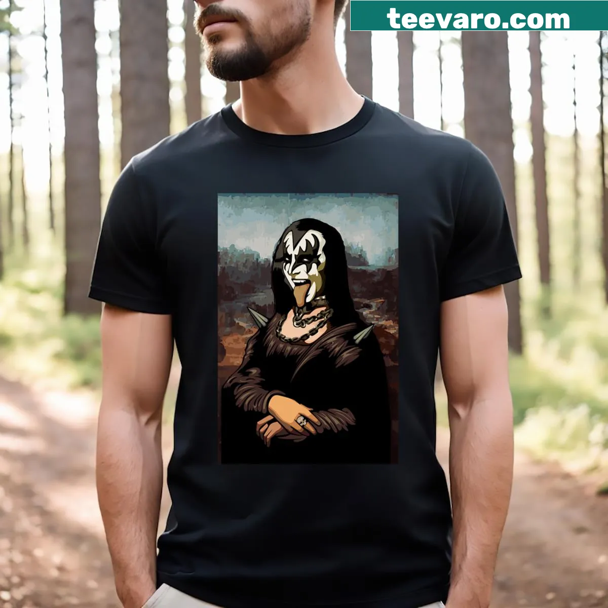 Playful Halloween costume t-shirt for rock music lovers — on a men's t-shirt