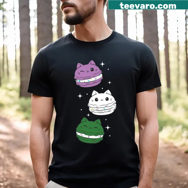 Kawaii cat and genderqueer pride flag t-shirt design