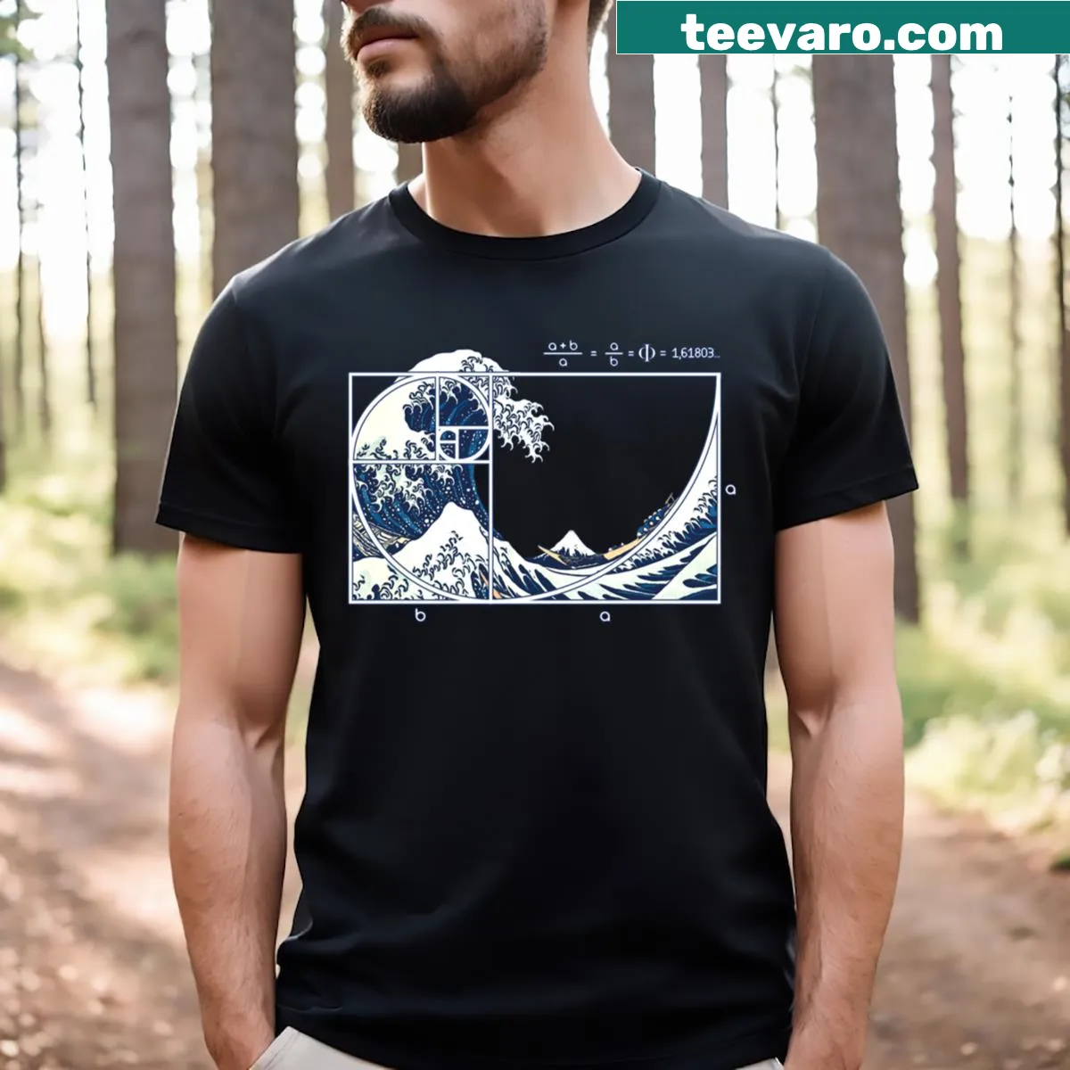 T-shirt featuring a Fibonacci wave pattern design — on a men's t-shirt