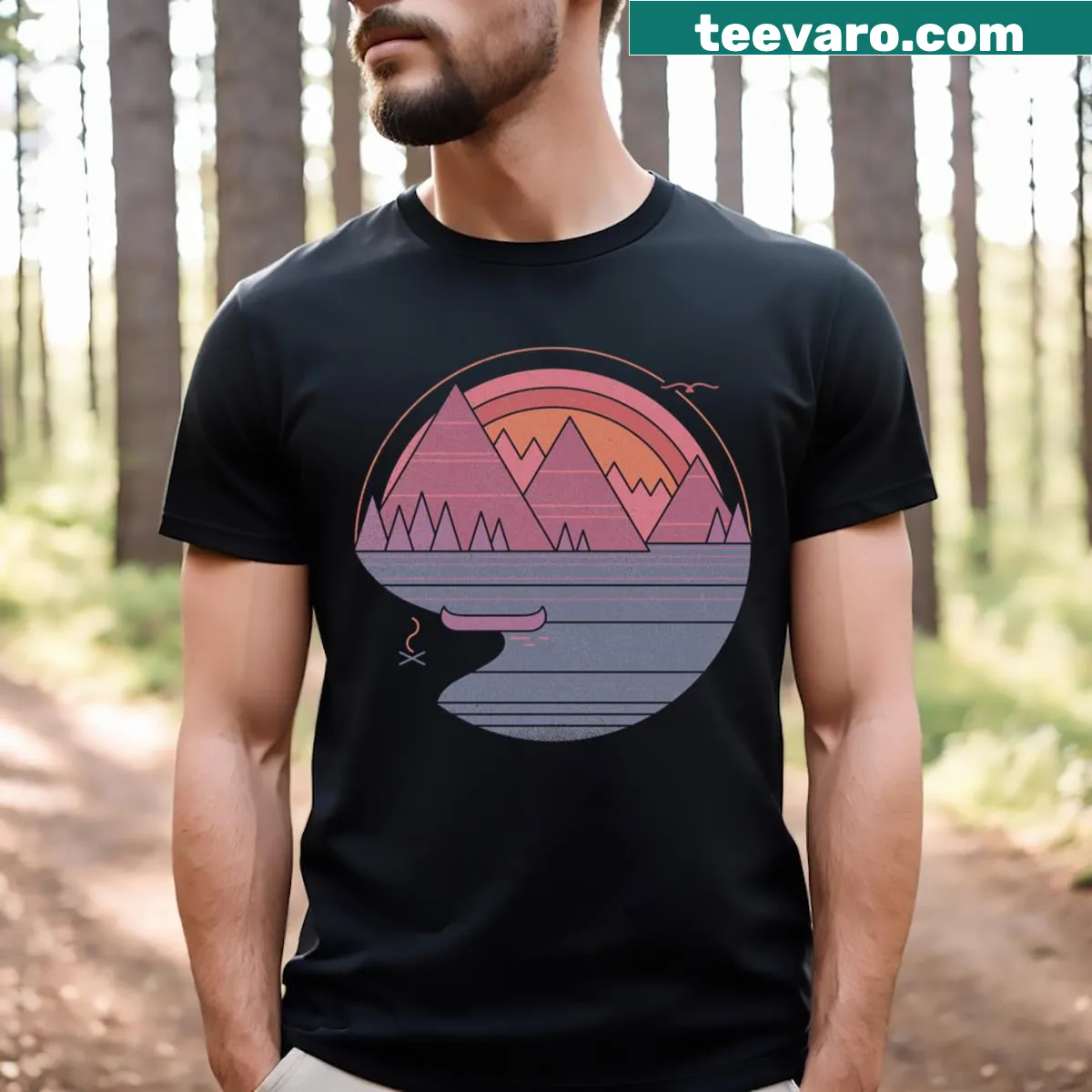 T-shirt featuring the phrase 'The Mountains Are Calling' — on a men's t-shirt