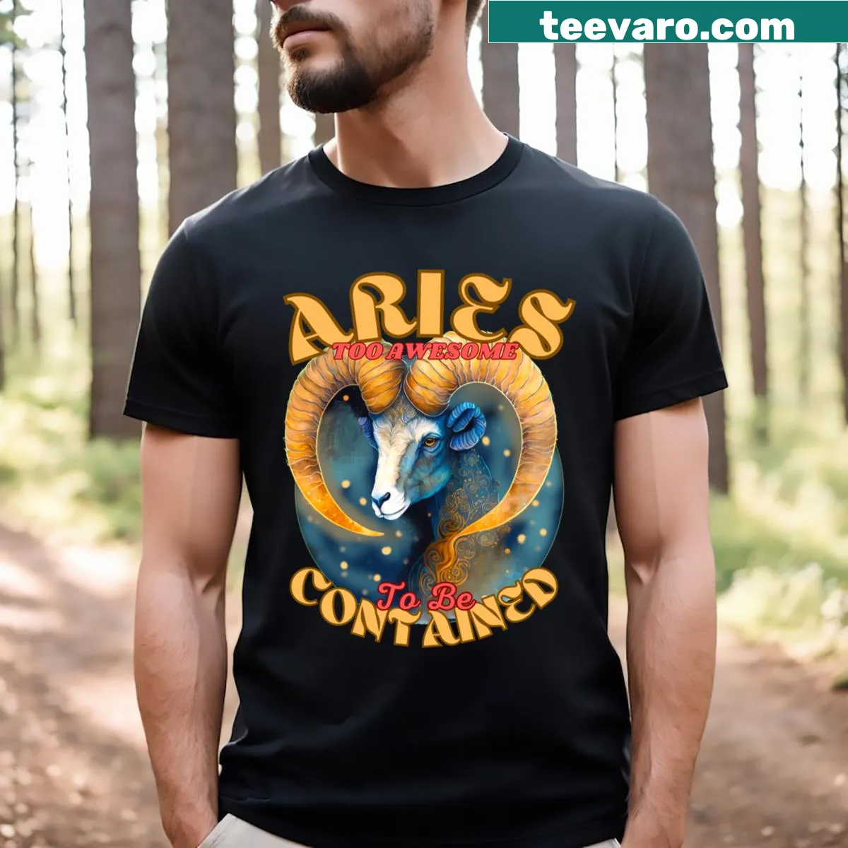 Cute Aries illustration on a T-shirt — on a men's t-shirt
