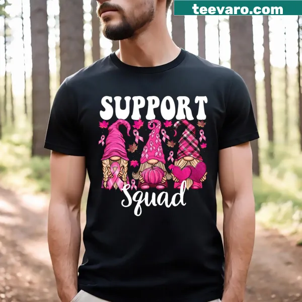 Funny T-shirt featuring gnomes for breast cancer support