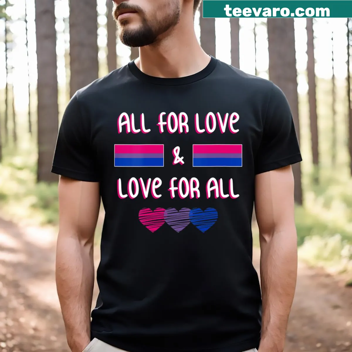 Cute heart and LGBT flag graphic on a v-neck t-shirt — on a men's t-shirt