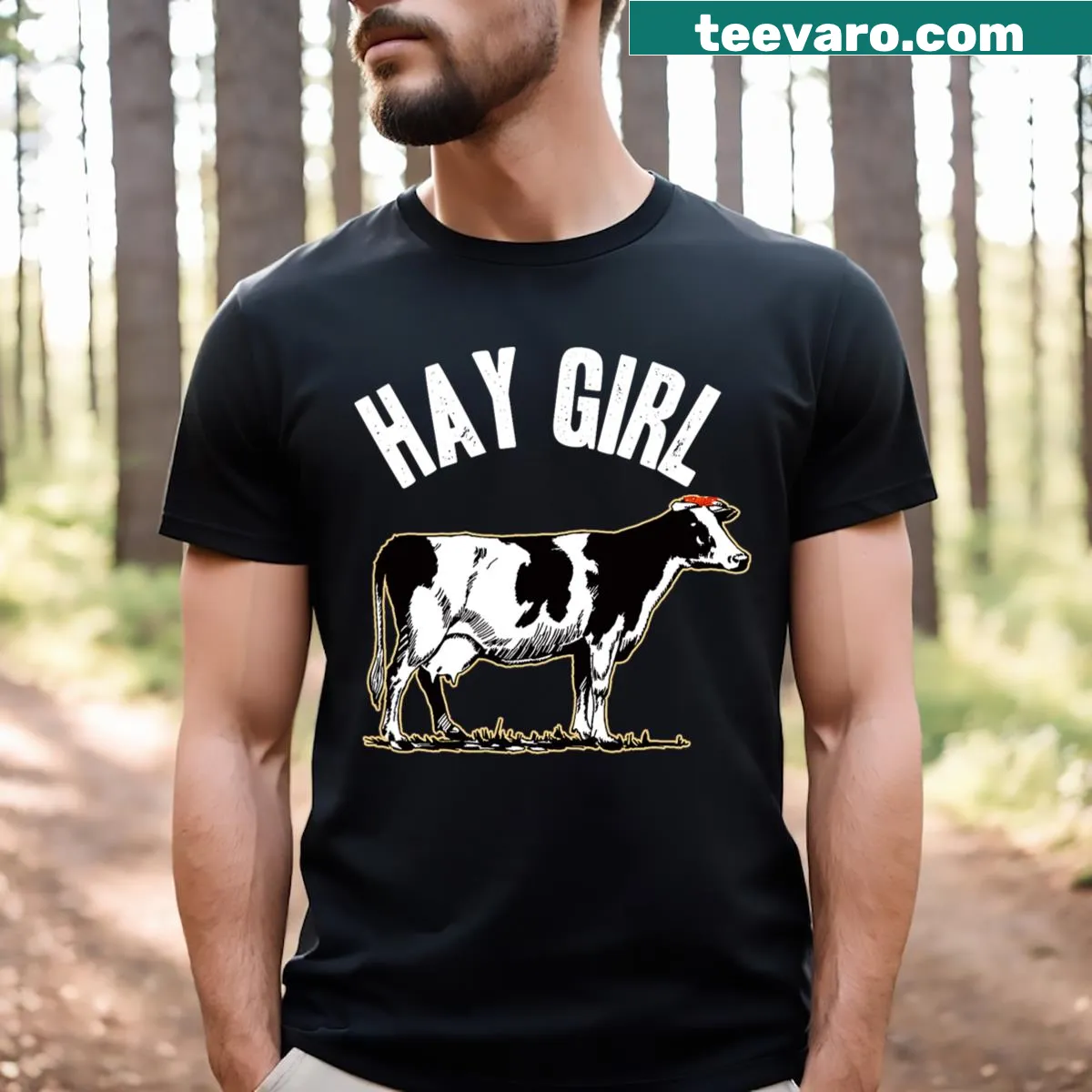 Funny t-shirt for farmers with cartoon graphics and humorous text — on a men's t-shirt