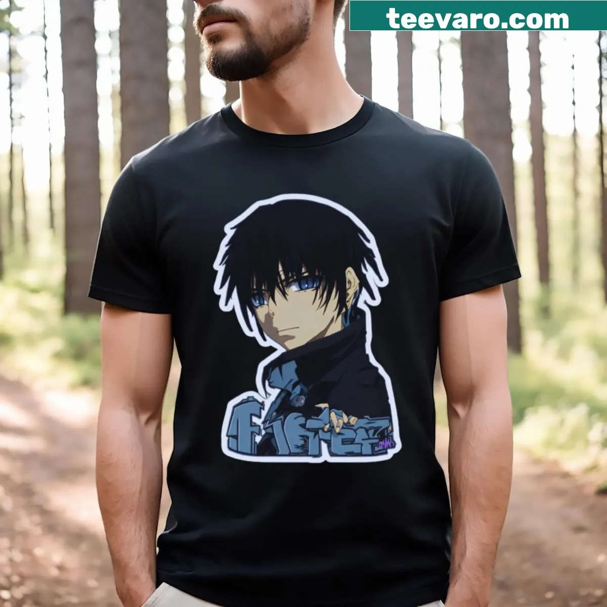 Graphic T-shirt inspired by the anime Darker Than Black — on a men's t-shirt
