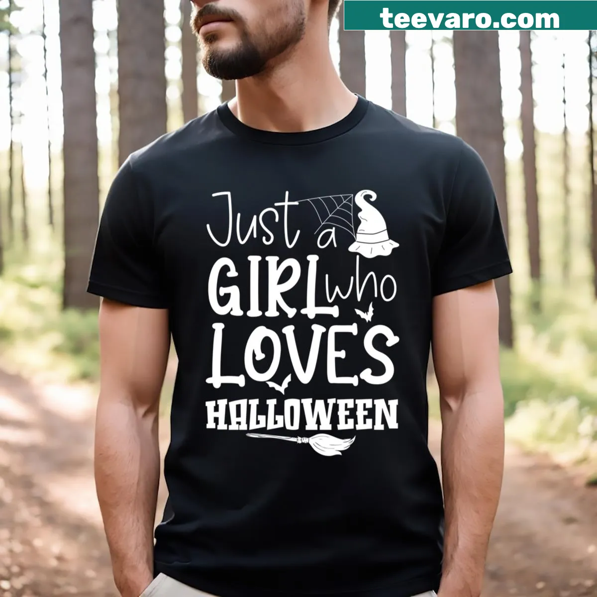 Funny Halloween-themed shirt with playful text about loving Halloween — on a men's t-shirt