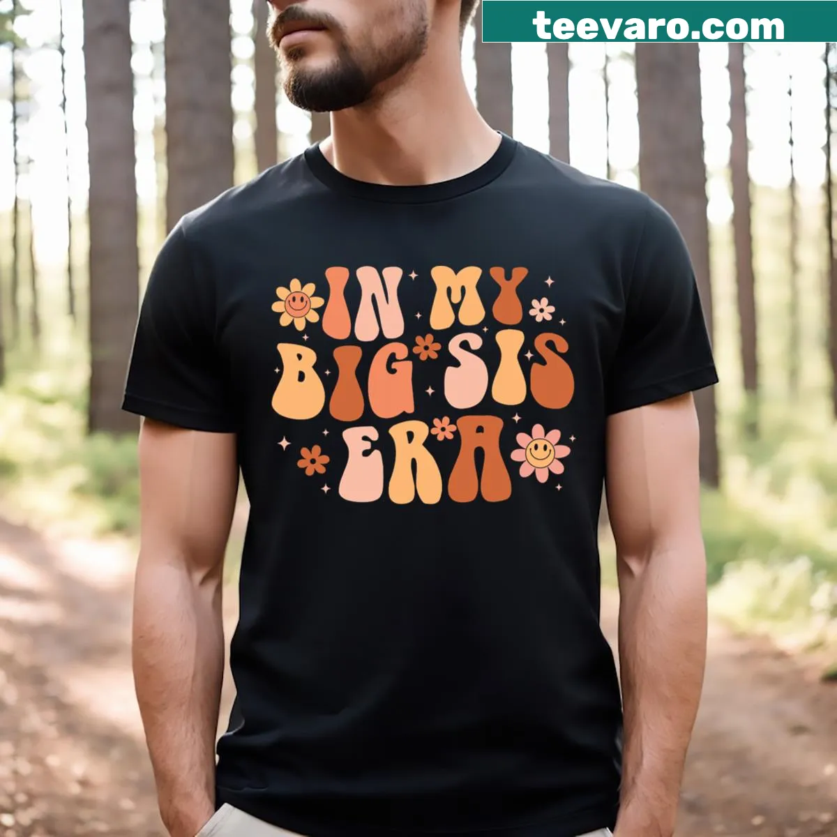 Retro T-shirt with the phrase 'In My Big Sis Era' celebrating sisterhood — on a men's t-shirt