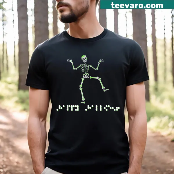 Cute cartoon skeleton design on Halloween t-shirt for kids and adults